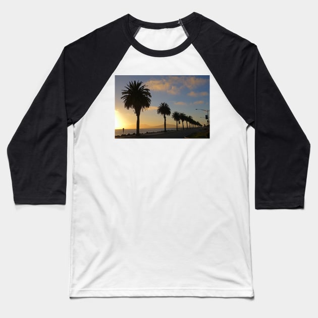 Treasure Island Sunset Palm Trees San Francisco CA Baseball T-Shirt by WayneOxfordPh